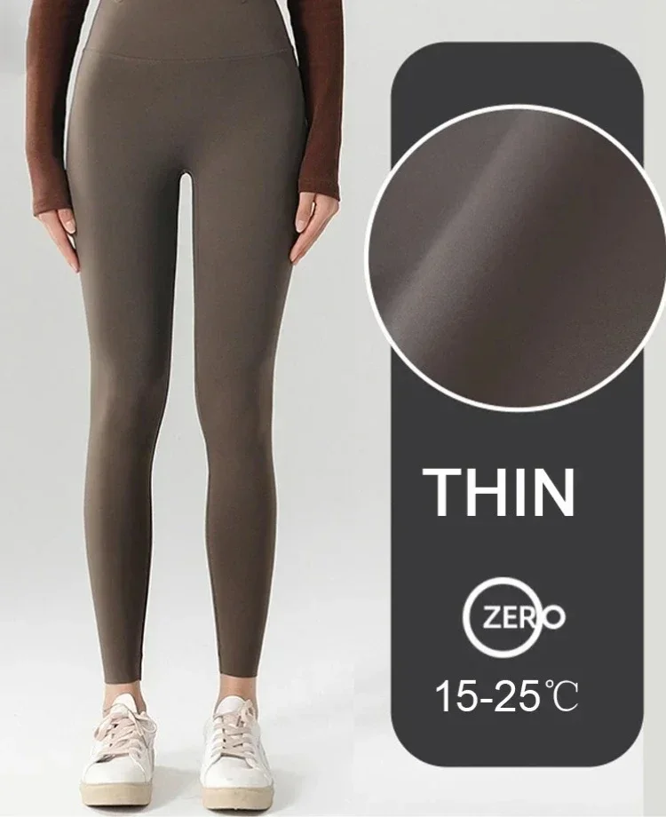 Autumn Winter High Waist Shark Leggings Women's Seamless Fleece Warm Leggings Slim Thin Casual Sports Fitness Leggings: S / Gold