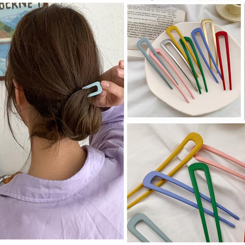 Horquilla en forma de U para el pelo para mujer y niña, pinzas para el pelo en forma de U de estilo francés, pasadores de varillas en U de concha de tortuga, accesorios de peinado