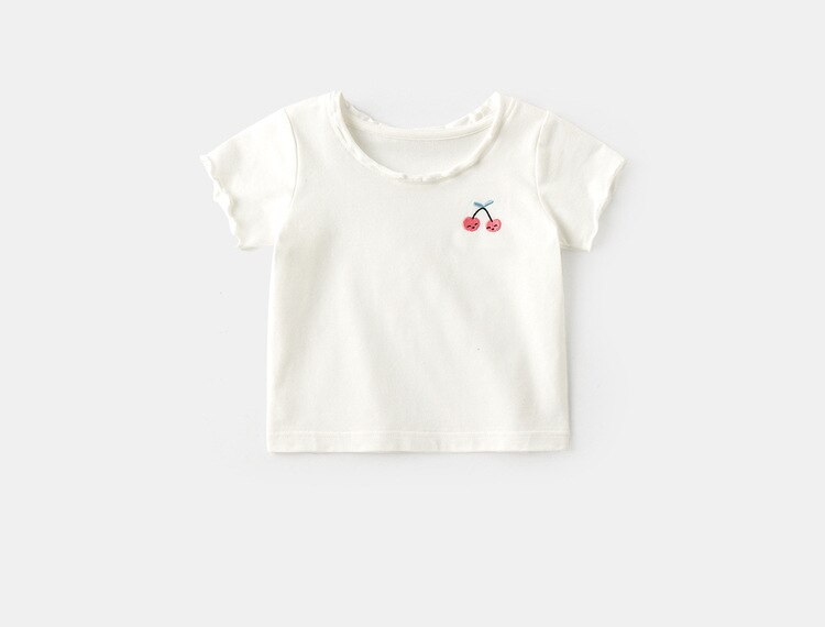Hoge Quanlity Zomer Kids Meisjes T-shirt Print Korte Mouw Baby Meisjes T-Shirts Katoen Kinderen T-shirt O-hals Tee Tops Kleding: White / 90