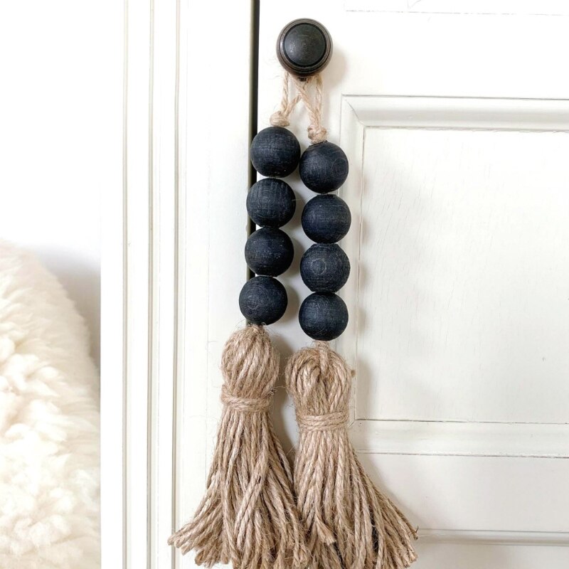 Cuentas de borla para casa de campo, decoración de mango para puerta de armario, cuentas de madera Natural, adorno de jarrón de boda, decoración del hogar, 1 ud.
