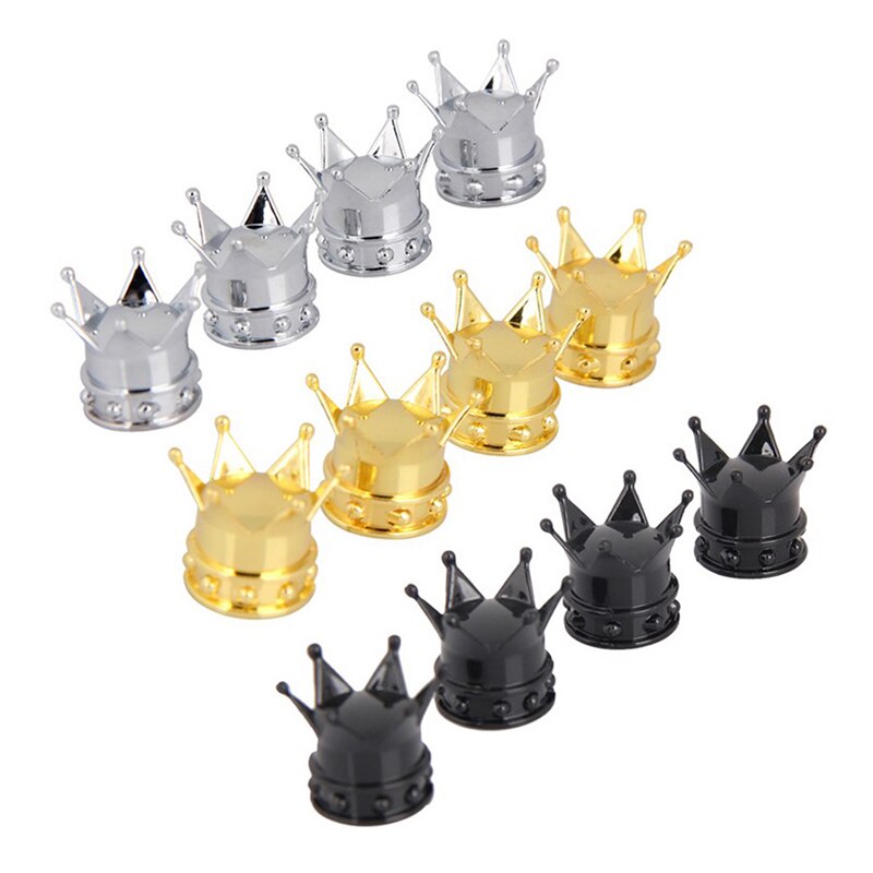 4pcs/lot Crown Bicycle Tire Valve Caps Universal Dustproof Tyre Wheel Stem Air Valve Caps Tire Valve Auto Truck Bike