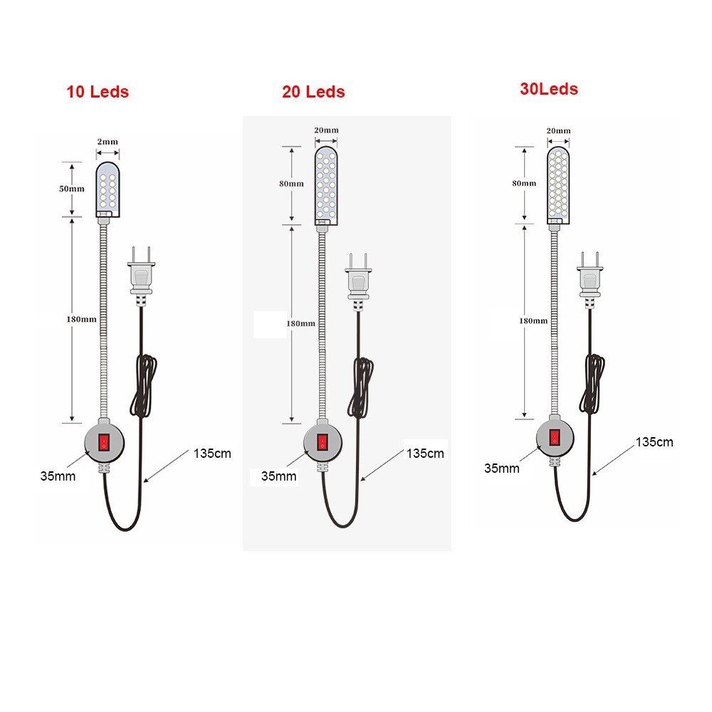 EU of US plug Led Machine licht Naaien werken lamp 10/20/30 leds Indoor Zwanenhals Night Lamp voor Draaibanken, boor Persen, Werkbank