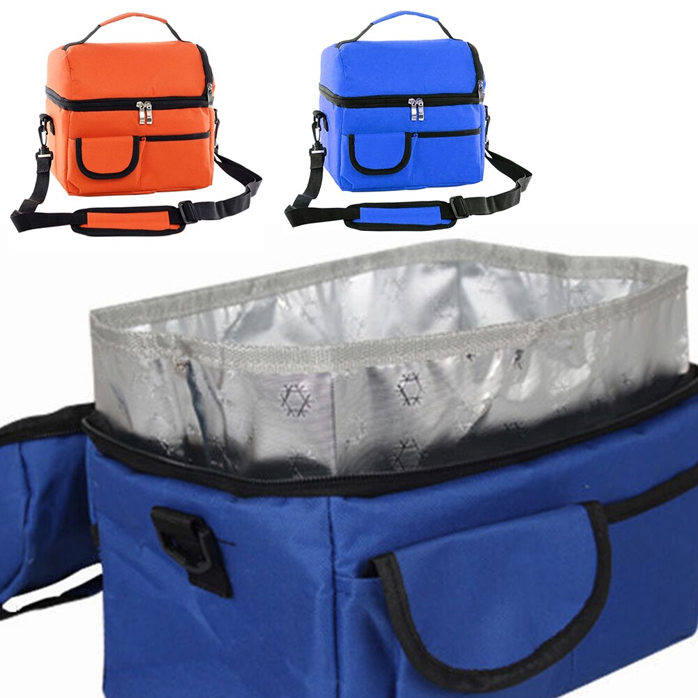 Double Layer Lunch Bag Unisex Multifunctional Travel Tote Leakproof Cooler Fresh Keeping Picnic Oxford Cloth Office Insulated