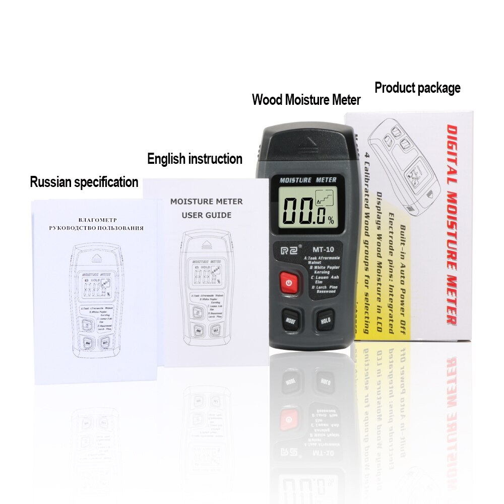 RZ Portable High Precision Wood Moisture Meter Hygrometer Density Digital Electrical Tester Measuring tool 0~99.9%: MT10