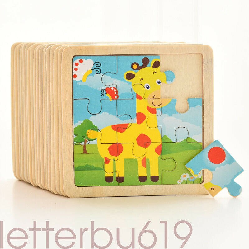 Baby Children Wooden Cartoon Animal Puzzles Attractive Early Learning Hand Puzzle Plate Educational Toys For Kids