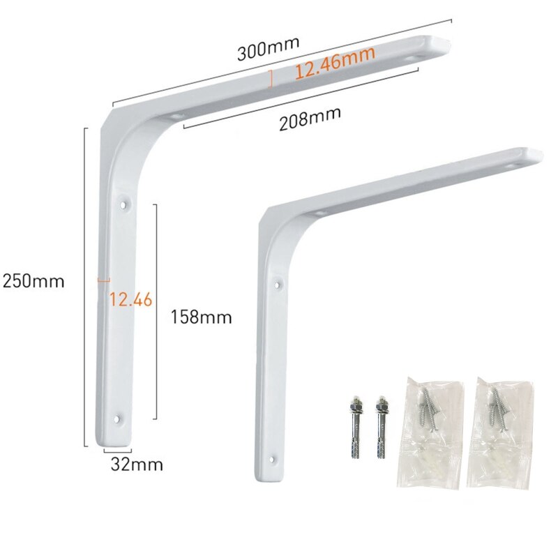 2pcs Shelf Brackets Thicken Iron L-Shaped Right Angle Corner Brace for Wall Hanging Furniture Connector Industrial Decorative: W5