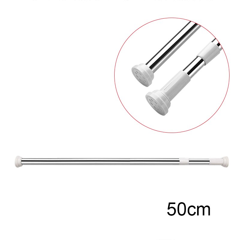 Spring Loaded Telescopic Rods Adjustable Rail Poles Clothes Wardrobe Tension Rail Pole Rods JS23: 50cm