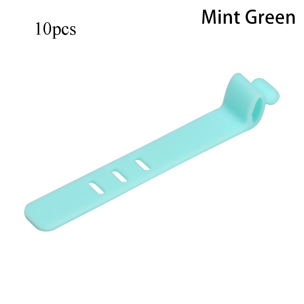 10PCS Soft Silicone Cable Winder Clip Cable Organizer Wire Mouse Cord Line Cable Protector Earphone USB Cable Wire Tie: 10PCS mint green