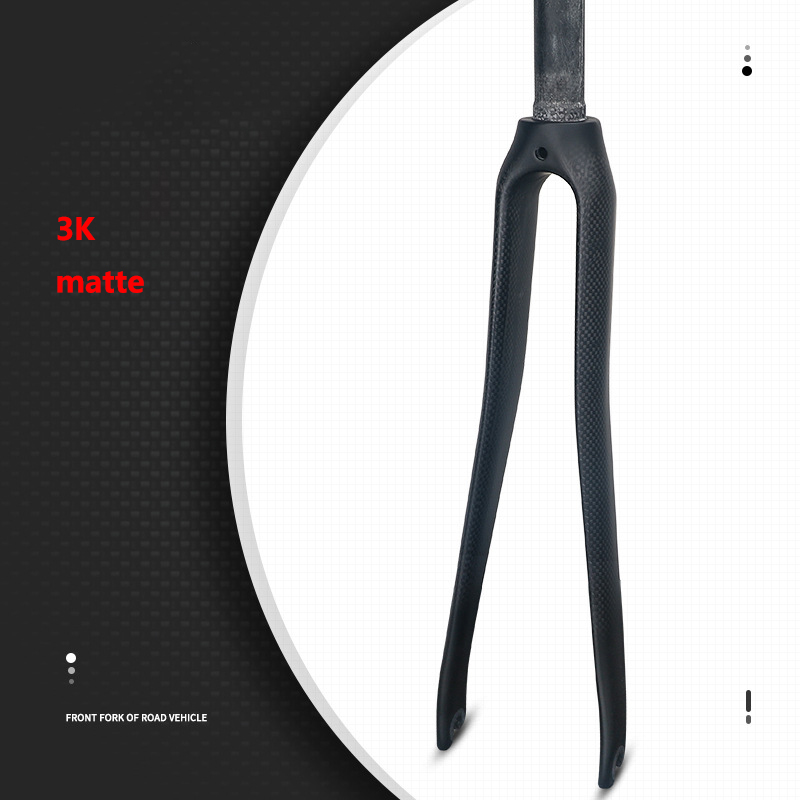 TOSEEK-horquilla de bicicleta de carretera de fibra de carbono 700C, horquilla rígida de freno en V, 3k/UD/12K, horquilla delantera de carbono mate/brillante, peso 365 +/-30g: black 3K matte