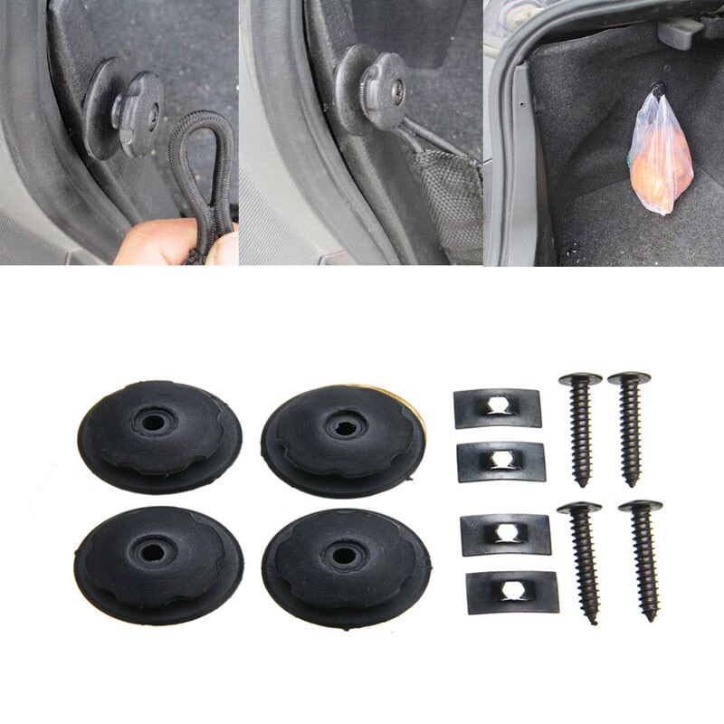 4Pcs Plastic Car Cargo Trunk Mounting Point Auto Rear Organizer Luggage Net Hardware Hanging Hook with Screw