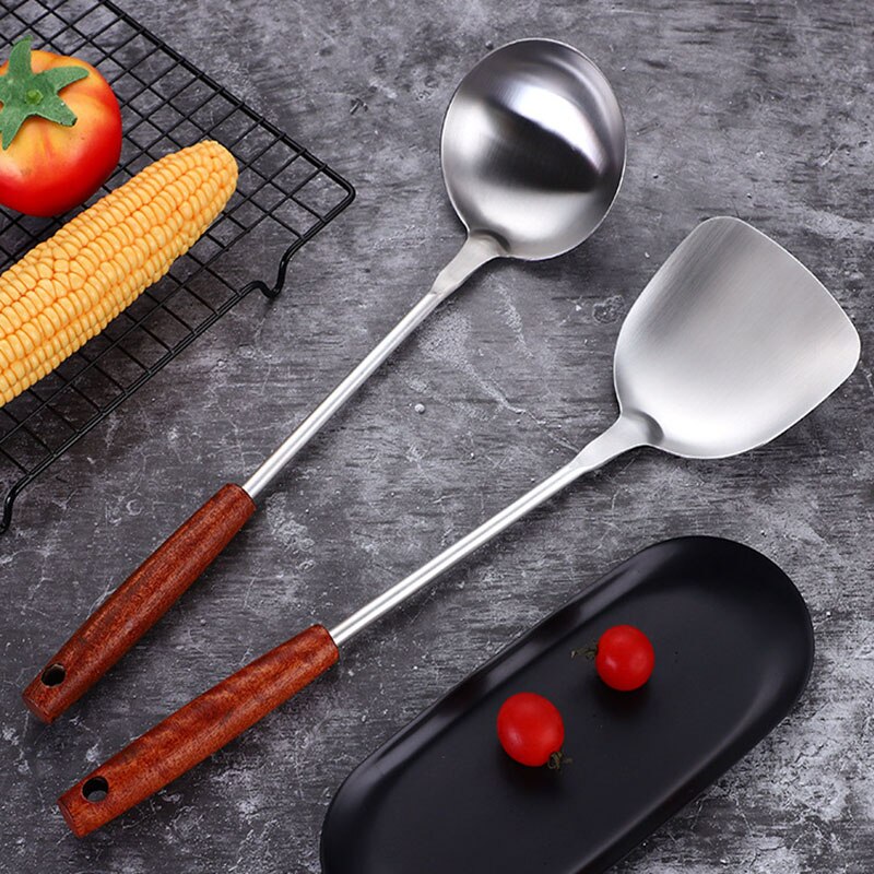 Anti-Brandwonden Lange Handvat Koken Kookgerei Roestvrij Staal Koken Turner Schop Spatel Keuken Tool Voor Non-stick Pan rijst Lepel