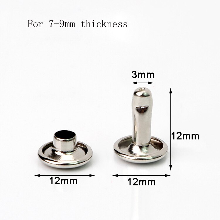Leather Rivets Kit 100 Sets Double Cap Brass Rivets Studs: silver 12x12mm