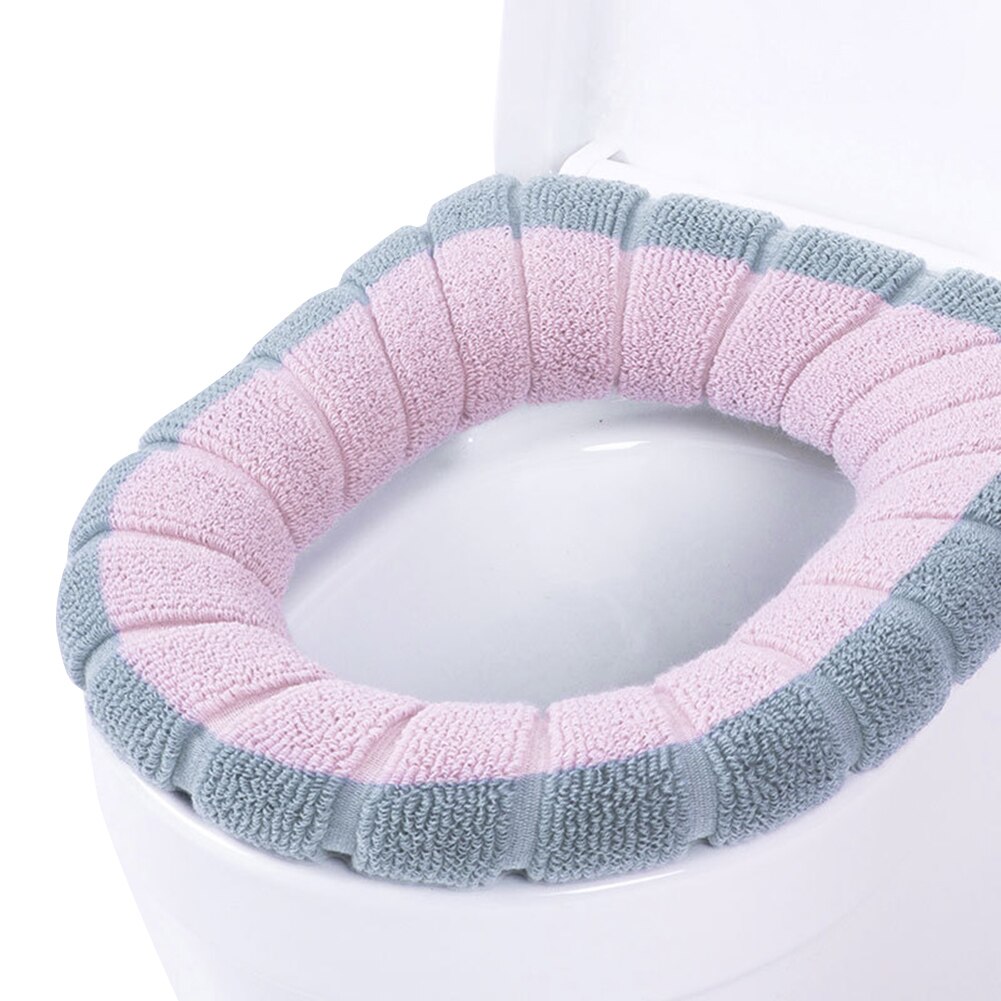 Universal toiletsædeovertræk vintertoiletsæde tilbehør pude fleece vaskbart toiletsæde padhome dekor toiletdæksel: Mørk lyserød