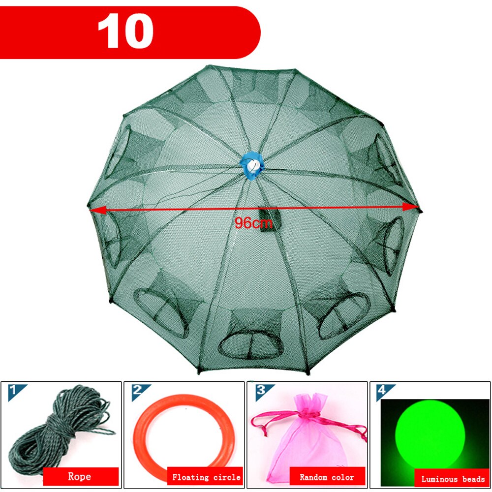 Nylon Steel 4-20 Holes Portable Hexagon Fishing Net for Crayfish Fish Automatic Trap Shrimp Carp Catcher Cage Mesh Net Crab Trap: Burgundy