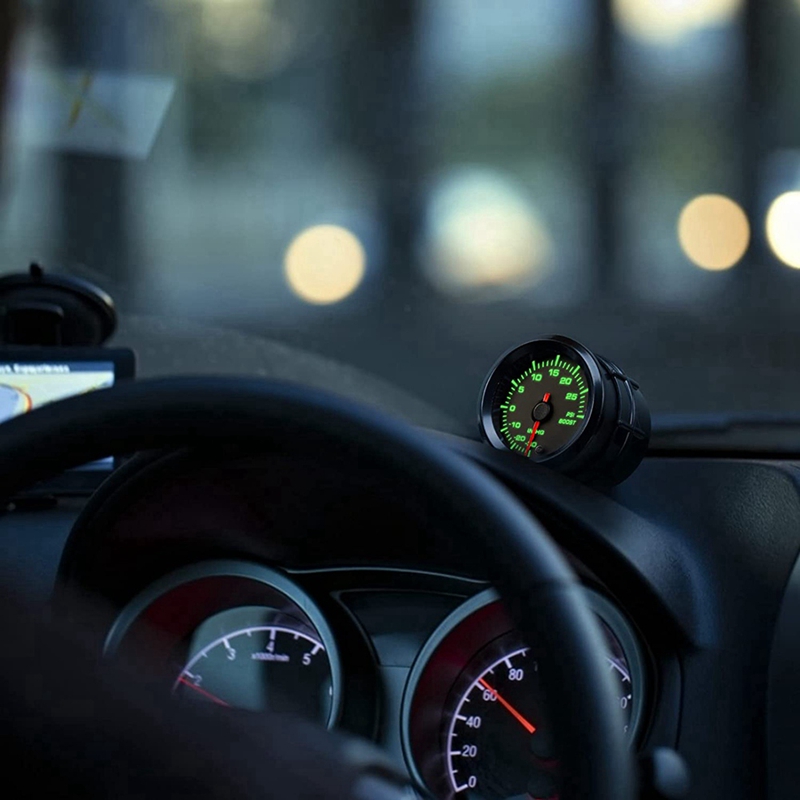 Turbo Boost Vacuum Gauge Kit, 7 Kleur 30 Psi 12V Auto Turbo Boost Meter Gauge Met Zwarte Wijzerplaat Voor Auto Vrachtwagen, 2-1/16 Inch