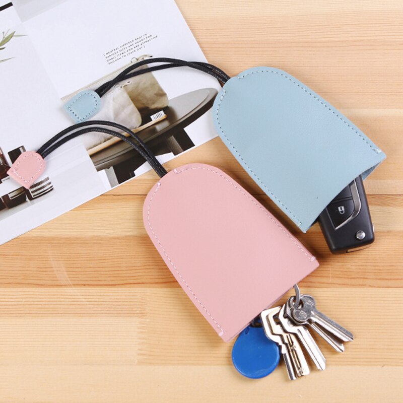 New Fashion Creative Key Case Solid Color Car Key Holder Household Lock Universal Bag Leather Mini Cute Key Bag Cover