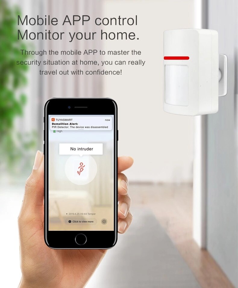 Tuya app wifi smart bevægelsessensor alarm smart trådløs wifi pir bevægelsesdetekteringssensor