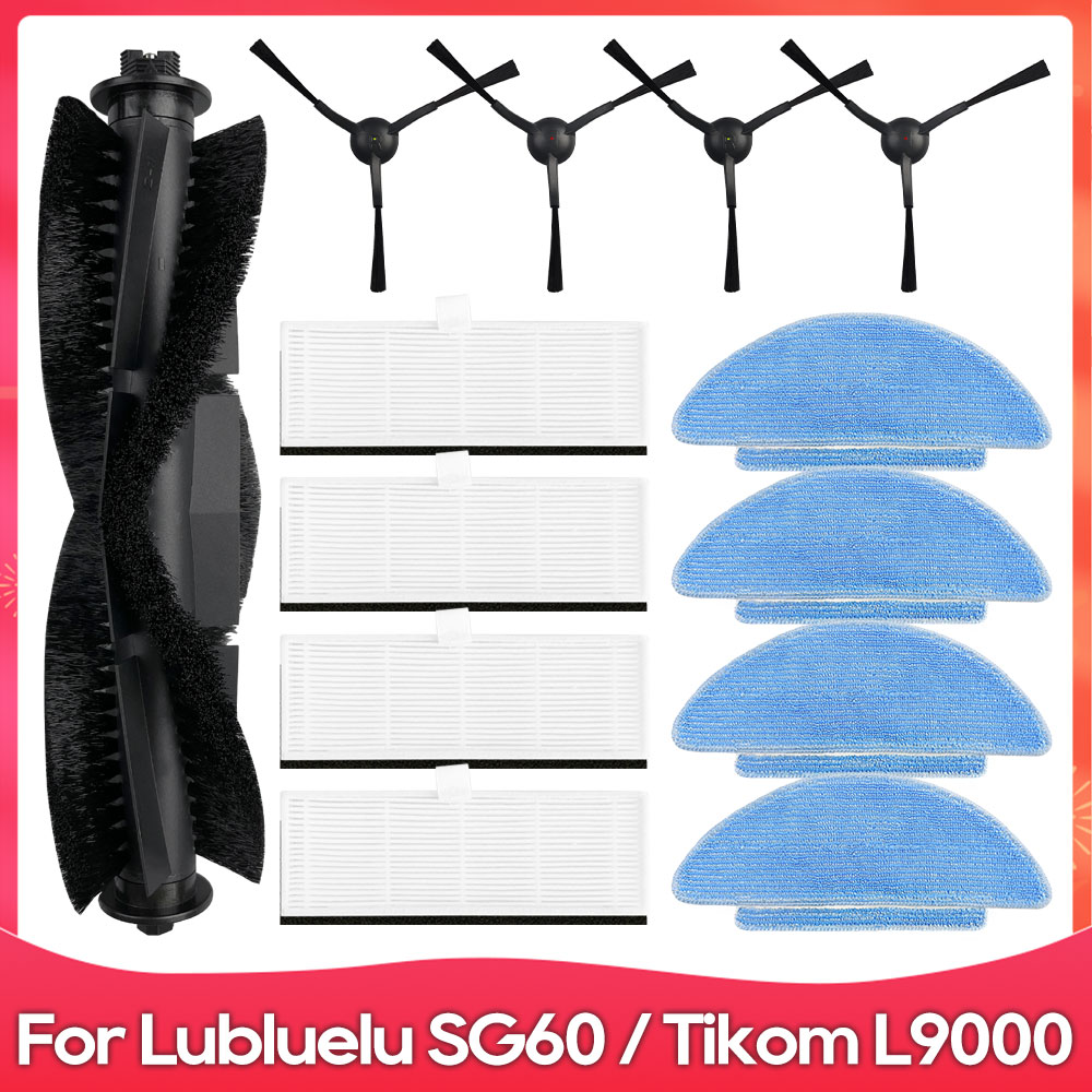 Fit For Lubluelu SG60 / SL60 / SL60D / SL61 / Tikom L9000 Robot Vacuum Parts Accessories Roller Side Brush Hepa Filter Mop Cloth: Red