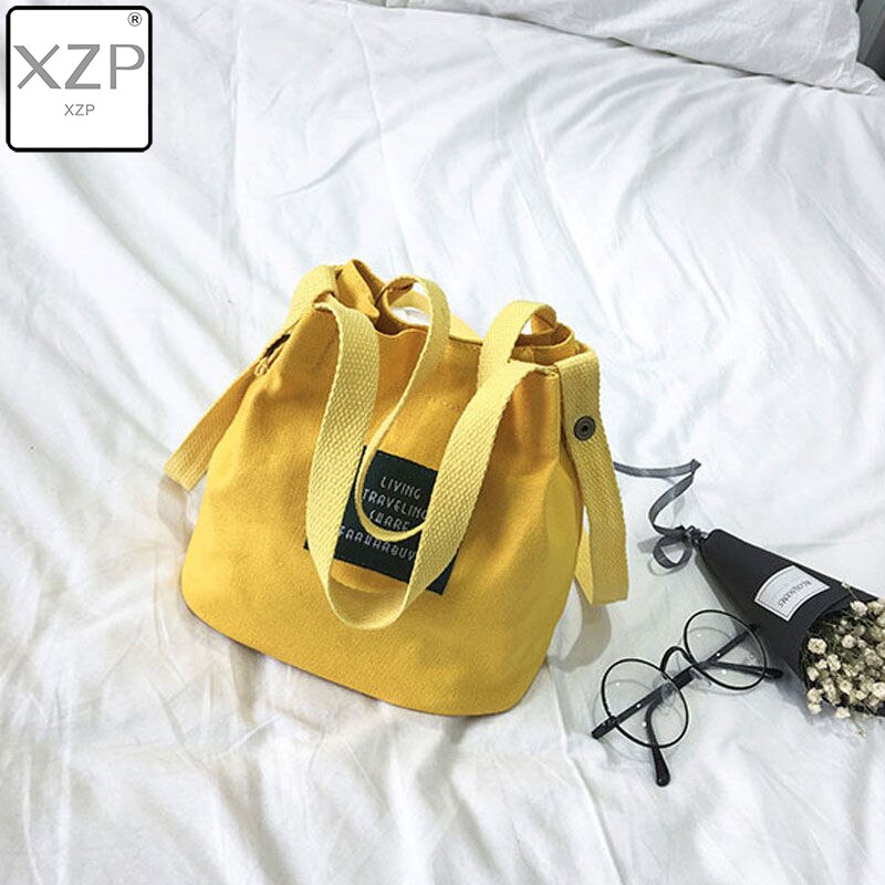 Xzp moda casual fresco arte menina cosméticos lona embreagem senhora tote bolsa de compras sacos pequenos sólidos sacos de ombro para meninas