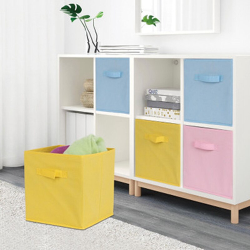 Foldable Fabric Storage box Cube Bins Cloth Organizer storage Baskets Folding Nursery Closet Drawer Features Dual Handles
