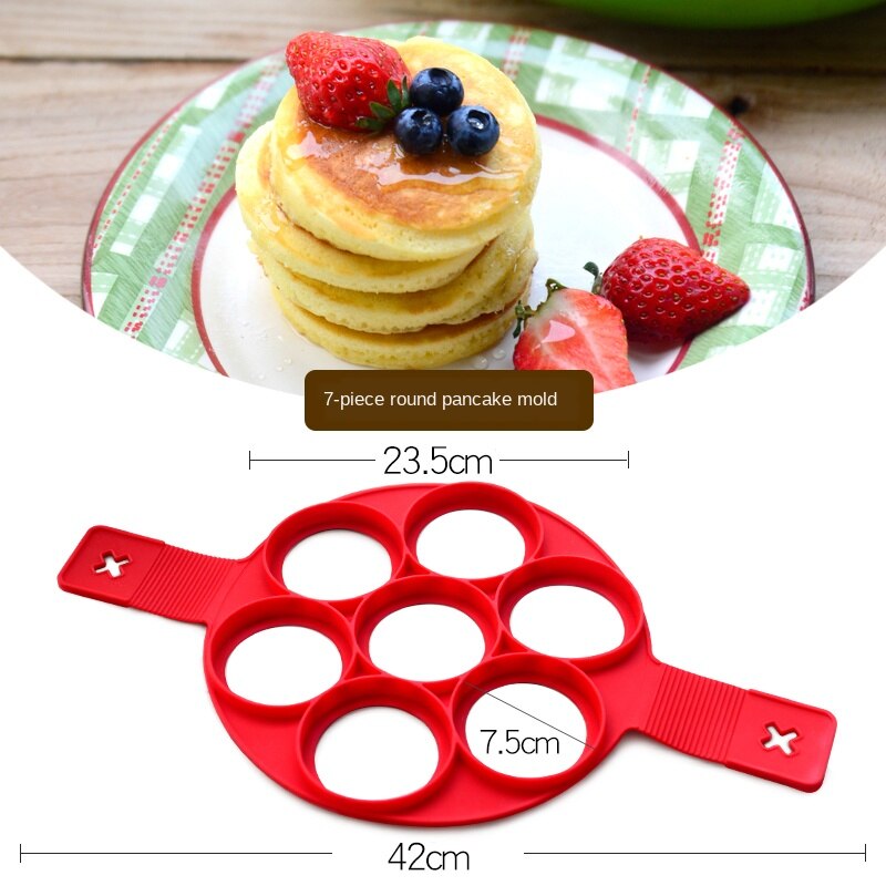 1 stk silikone non stick fantastisk æg pandekage maker ring køkkenredskaber omelet forme flip komfur æg ring skimmel værktøjer til kage: 7 selskaber (runde)