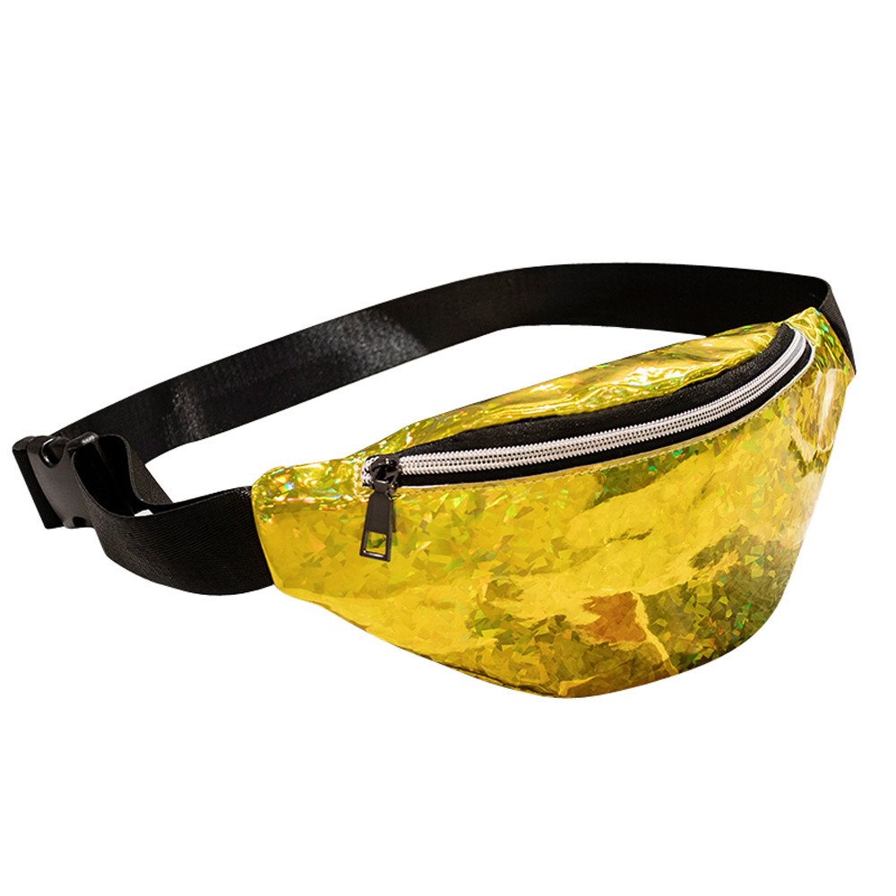 Holographic Waist Bags Female kids belt bag fanny pack waist bag luxury women pochete chest bags heuptas bum sac banane buidel: Yellow