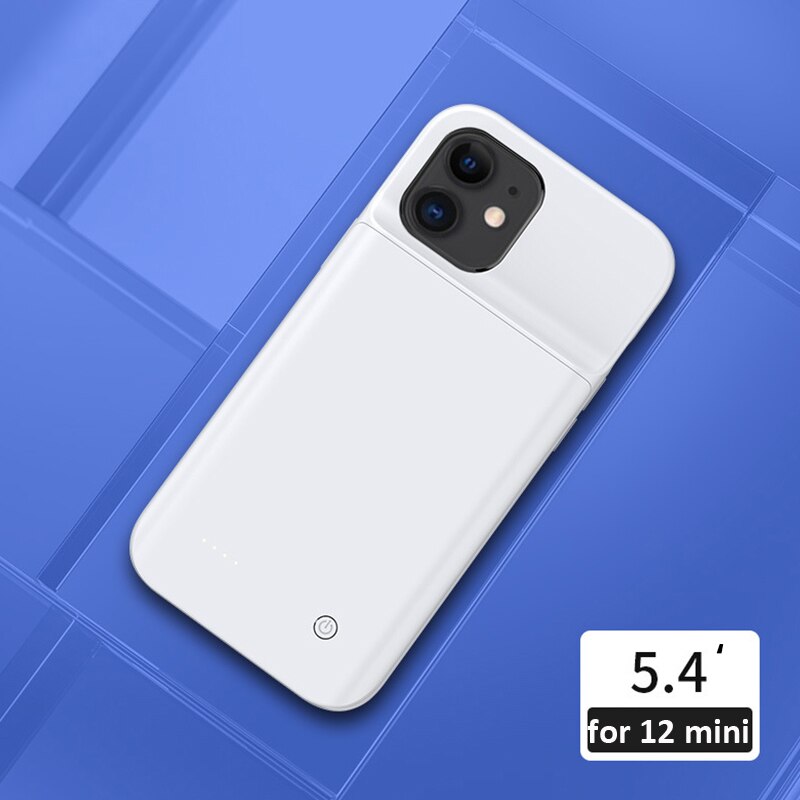 Battery Charger Case 6800Mah Externe Batterij Power Bank Case Voor Iphone 12 Mini 12 Pro 12pro Max Slanke batterij Case Cover: White for 12 Mini