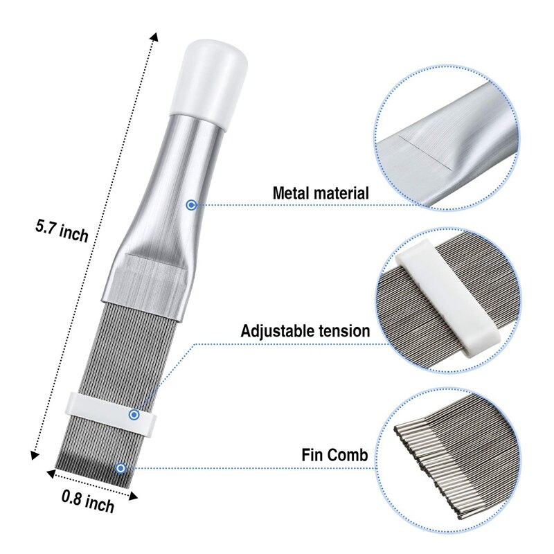 4 Pieces Fin Comb Air Conditioner Fin Cleaner and Brush Condenser Fin Straightener Cleaner Evaporator Radiator Repair Clean Tool