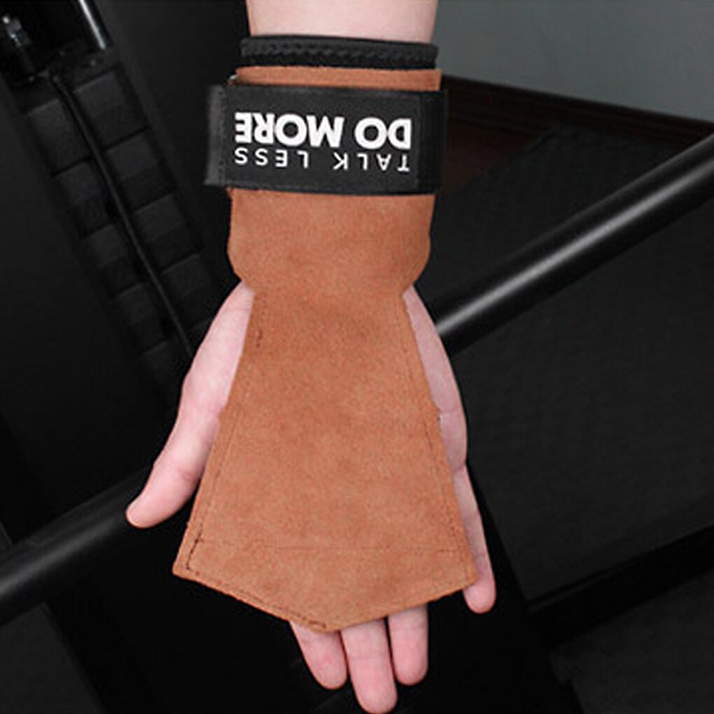 1 Paar Lederen Gewichtheffen Handschoenen Met Wrist Wraps Hand Grips Voor Palm Bescherming Gewichtheffen Fitness Handschoen