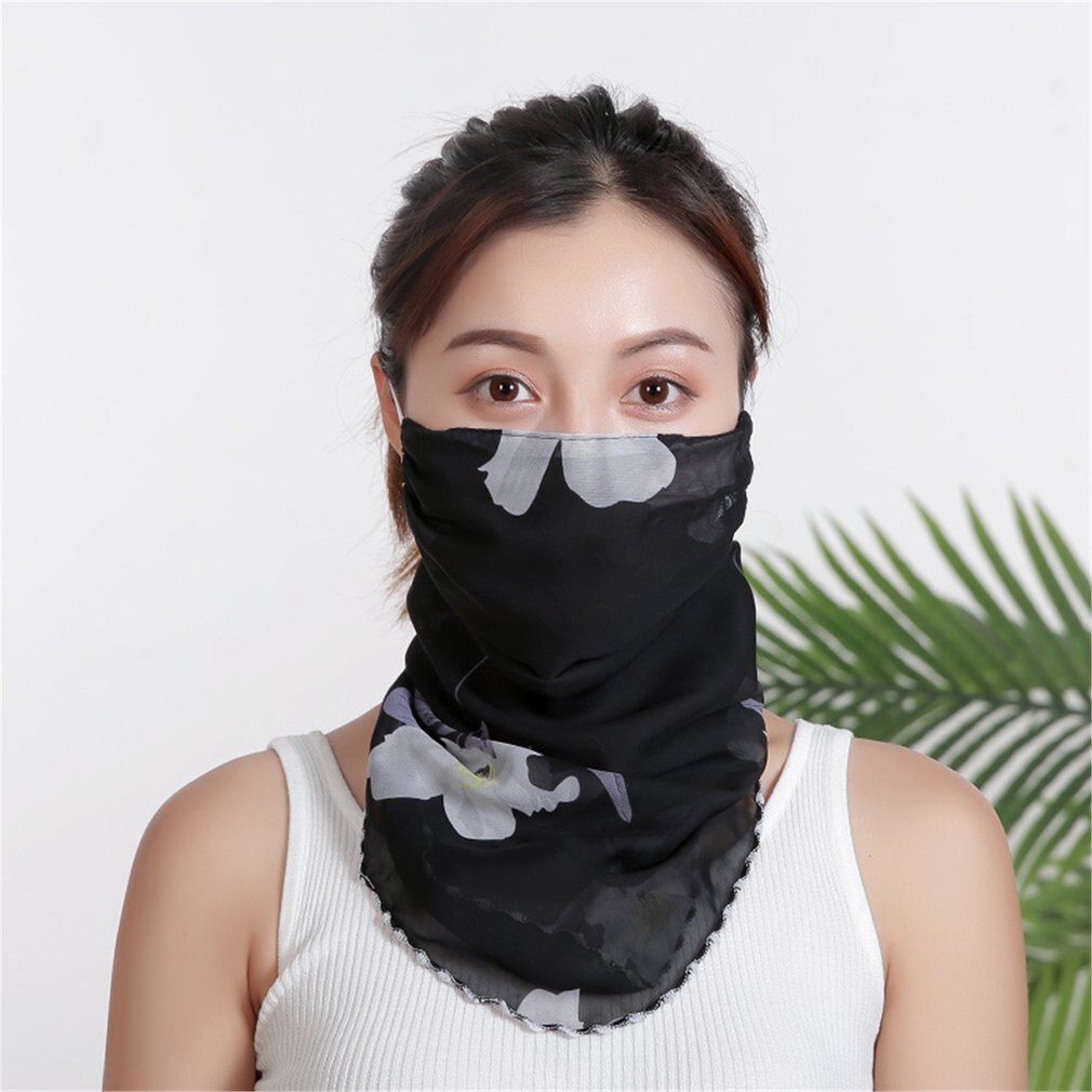 Summer Women Face Mask Neck Protection and Face Protection Sun Veil Scarves Chiffon Mounting Ear Adjustable Tightness Mask: 13