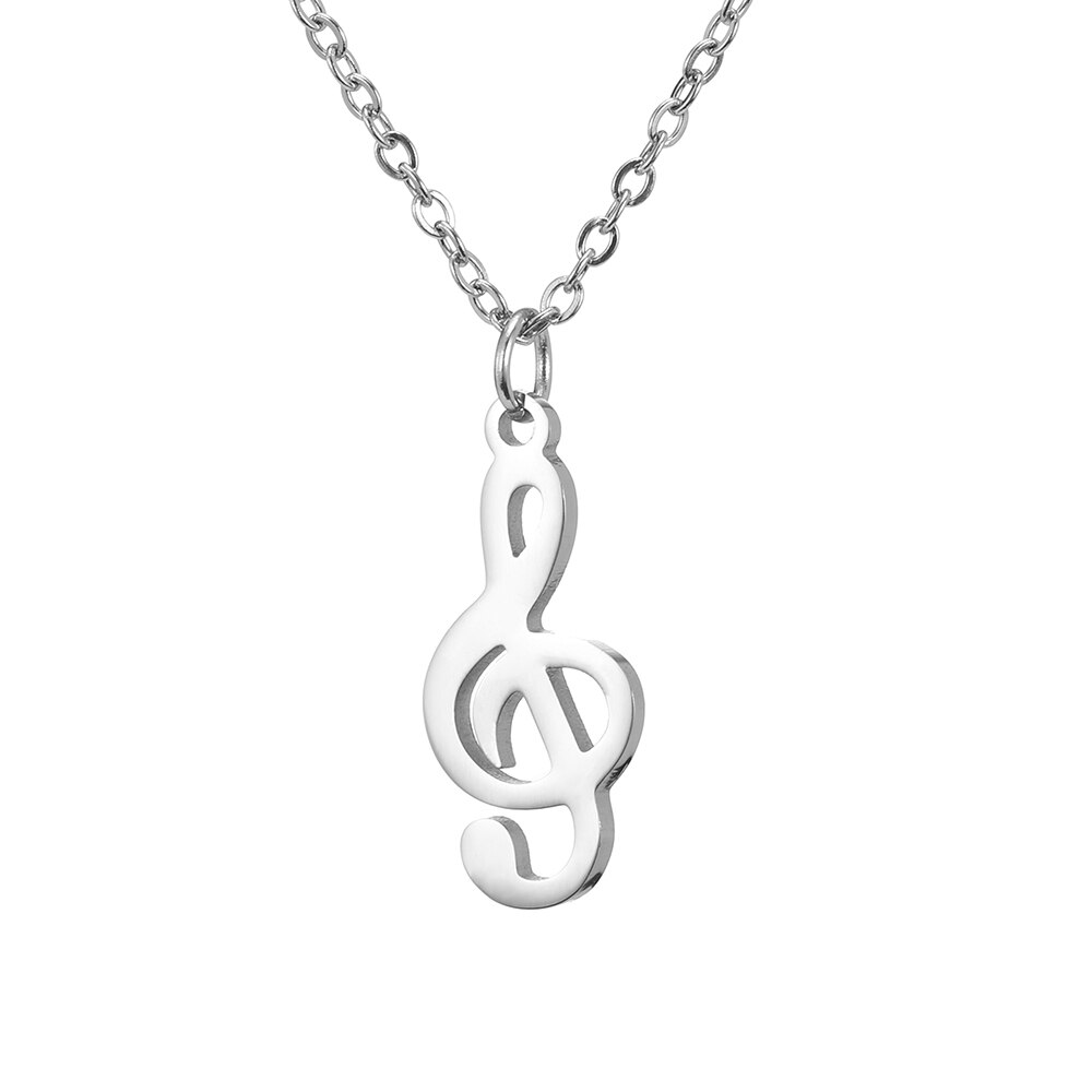 Unift Esthetische Muzieknoot Hart Van Treble Hanger Ketting Vrouwelijke Accessoires Liefde Charmes Rvs Sieraden: Treble silver