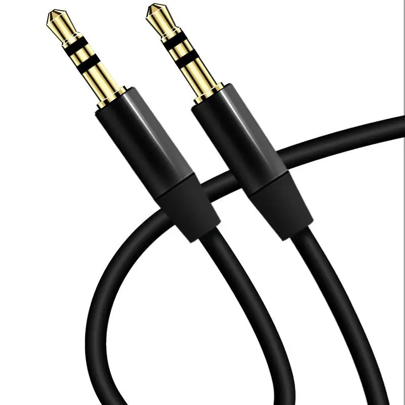 3.5mm Jacek audio przedłużacz kabla pozłacany 3.5mm męnarty na 3.5mm męnarty kabel Aux robić samochodu Xiaomi głośnik słuchawkowy pomocniczy: czarny