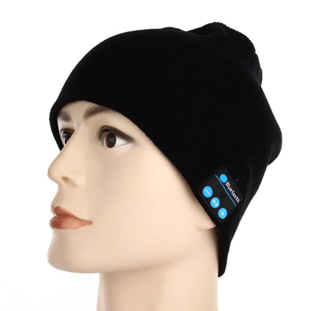 Gorro de lana con auriculares de música recargables por USB, gorro de invierno con Bluetooth