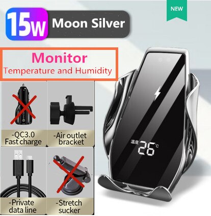 Automatic Clamping 15W Fast Car Wireless Charger for Samsung S20 S10 iPhone 11 Pro XS XR X 8 Infrared Sensor Phone Holder Mount: S Monitor No H No Q3