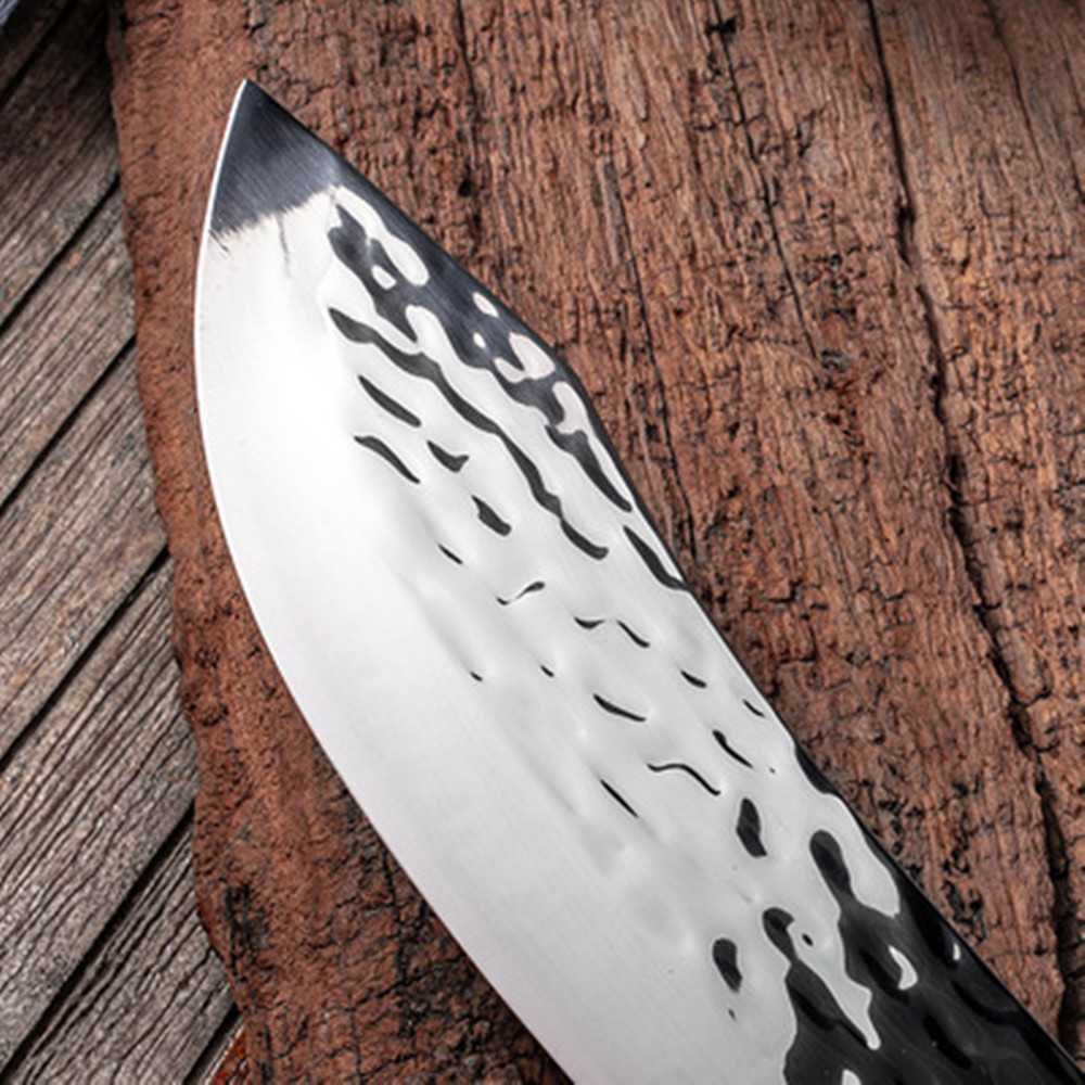Butcher Knife Skinning Knife 5CR15 Pig Boning Knife Special Knife For Cutting Meat Hammered Stainless Steel Barbecue Meat Knife
