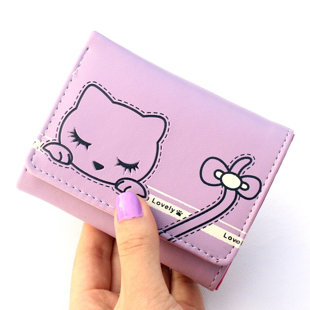 Cute Cartoon Wallets Leather Girls Wallets Short Wallet Student Coin Purse Card Holder Ladies Clutch Bag Female Purse: 06