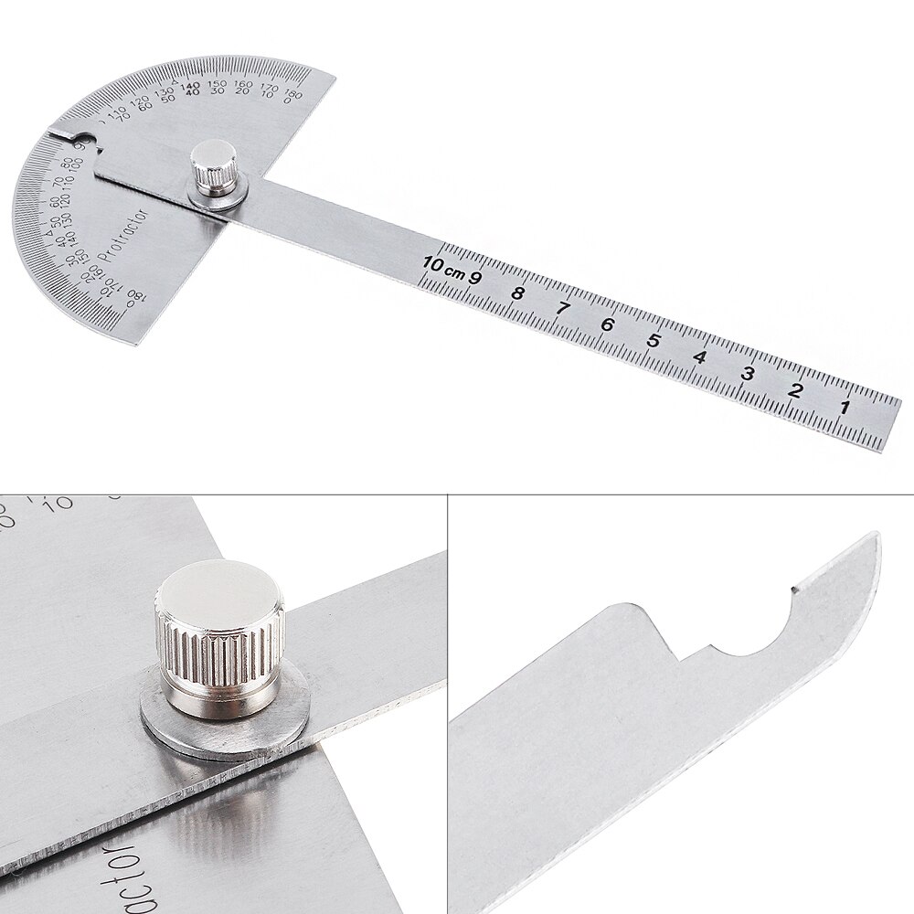 180 Degree 100mm Stainless Steel Protractor with Scale and Fixing Screw for Angle and Length Measuring Angel Ruler Measuring