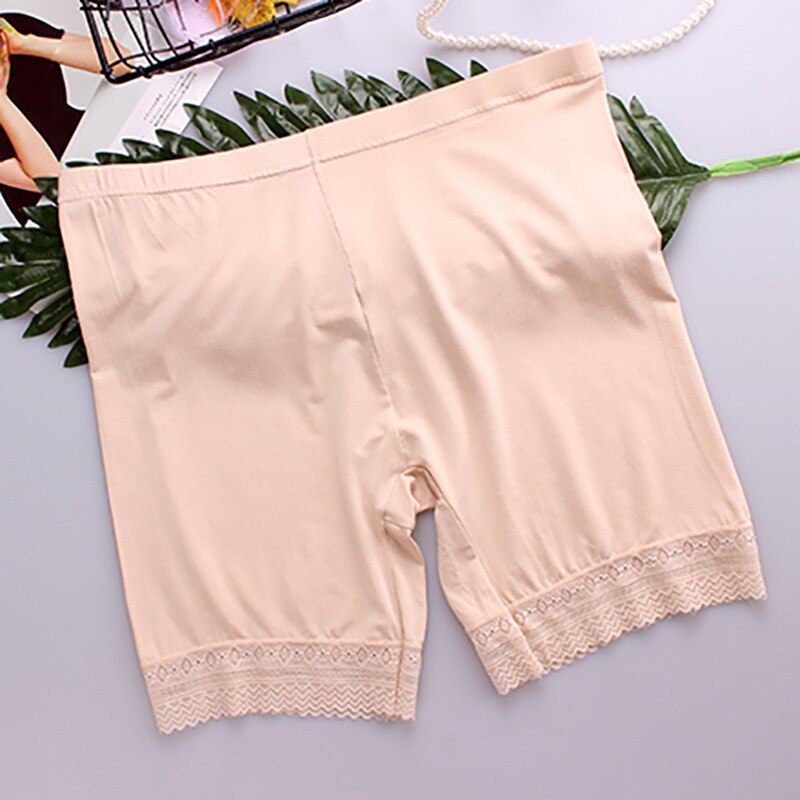 Women's Plus Size Safety Pants ladies Modal Upshift Lace comfortable Safety Pants: Nude