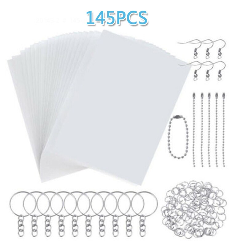 33/145/198 pz kit di fogli di plastica termoretraibile disegno film carta portachiavi perforazione creativo fai da te arte artigianato regalo di festa per bambini: 145 pezzi