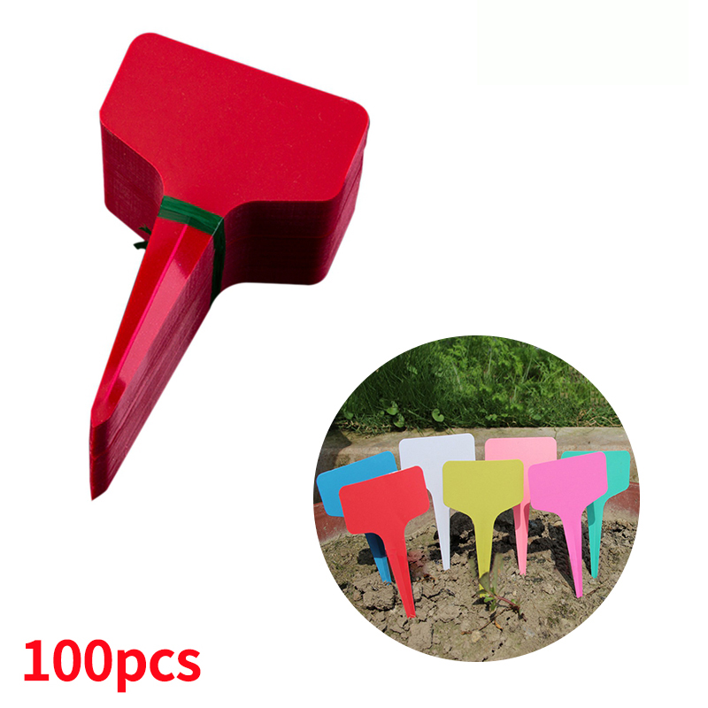 100Pcs Waterproof Plant Markers Mini Garden Sign Plant Labels Plants Tags Plastic Nursery T Type Colorful Flower Ornaments