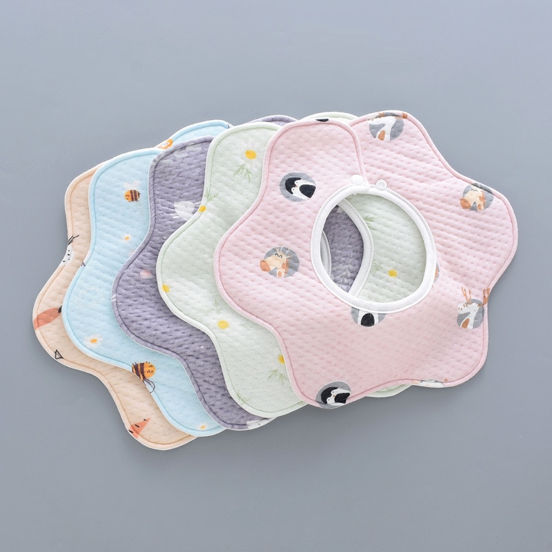 Baby Saliva Towel Bib Cotton 360 Degree Round Baby Bandana Bibs Flower Heart Style Catoon Stripe Baby Burp Cloths