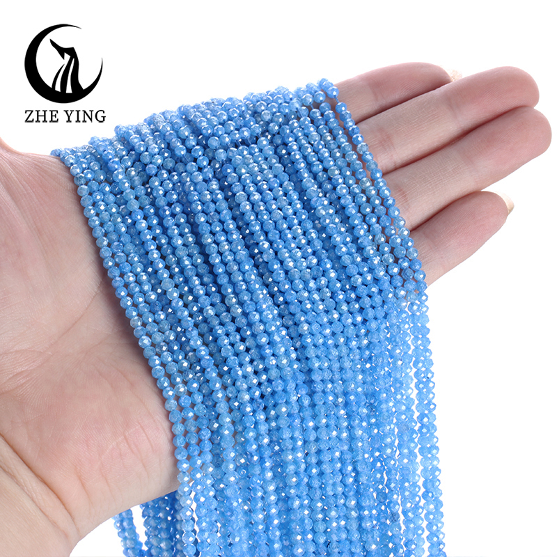 Zhe Ying 3mm Faceted Dark Blue Zircon Beads Small AAA Cubic Zirconia Beads for Bracelet Making DIY Jewelry Accessories: Blue