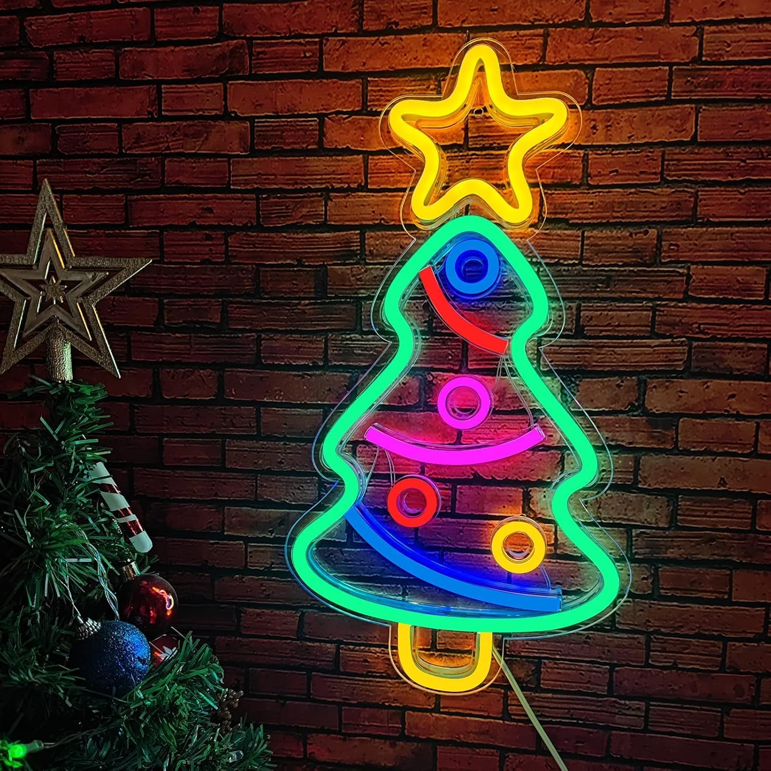 Letrero de neón para árbol de Navidad, luz LED para dormitorio, habitación, cueva de hombre, Bar de cumpleaños, de boda, decoración del hogar,