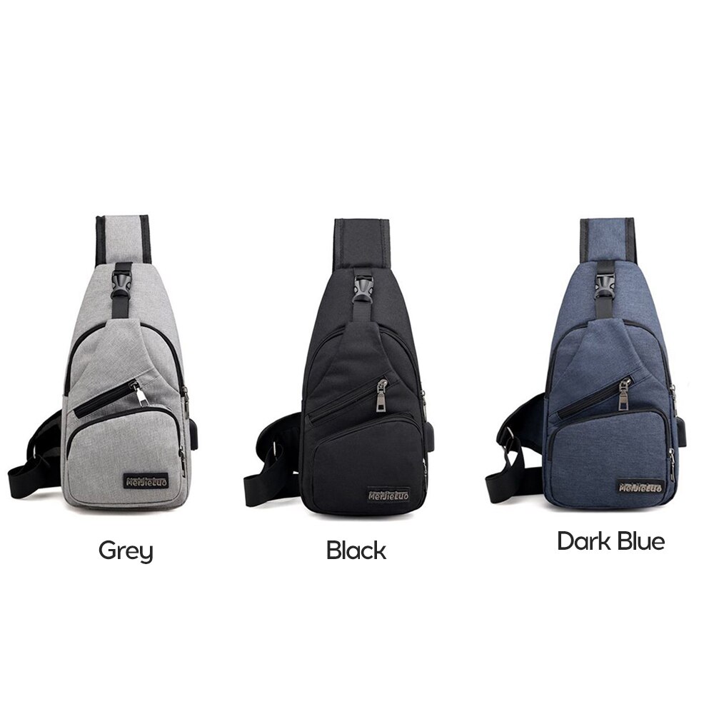 Outdoor Sports Men Chest Bag Large Capacity Waterproof Lightweight Multi Functional Man One Shoulder Bag with USB Interface