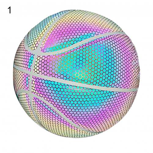 leuchtend Basketball Ball Holographische Reflektierende Beleuchtete Blitz-Ball PU Tragen-Beständig glühend Basketball Nacht Sport Spiel: 01