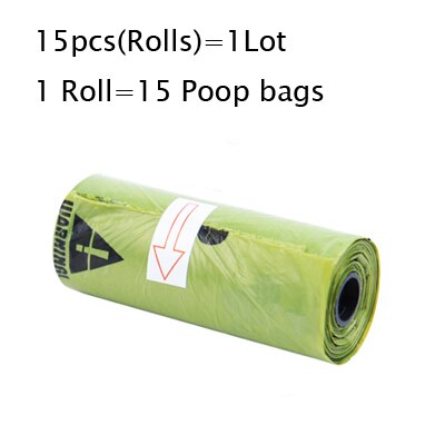 15 pièces (rouleau)/Lot vert Pet déchets caca sac nettoyer recharges merde cueillette chien caca sacs protection de l'environnement matériel: Default Title