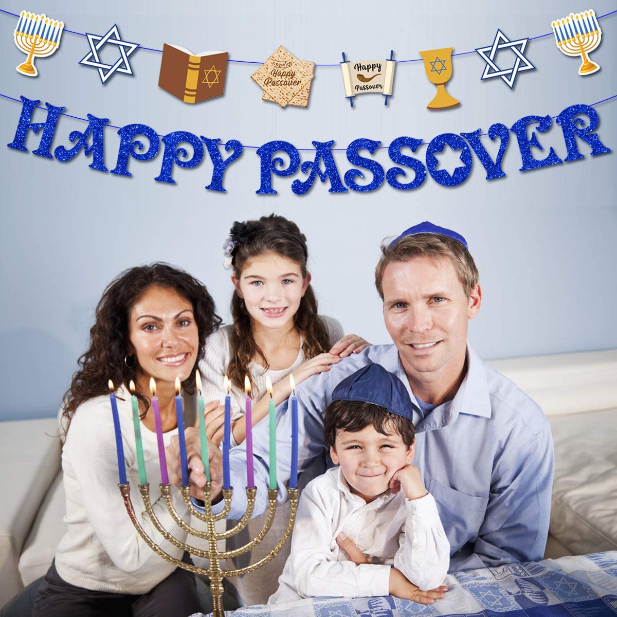 Glad påsk banderoll pesach judiska dekorationer bunting girlander för inomhus mantel öppen spis eller utomhus
