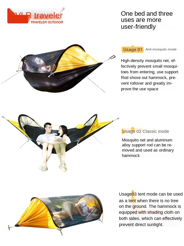 Wolface Reizen Thuis Dubbele Aluminium Staaf Anti-Mosquito Hangmat Outdoor Anti-Flip Swing Enkele Camping Apparatuur Thuis Indoor