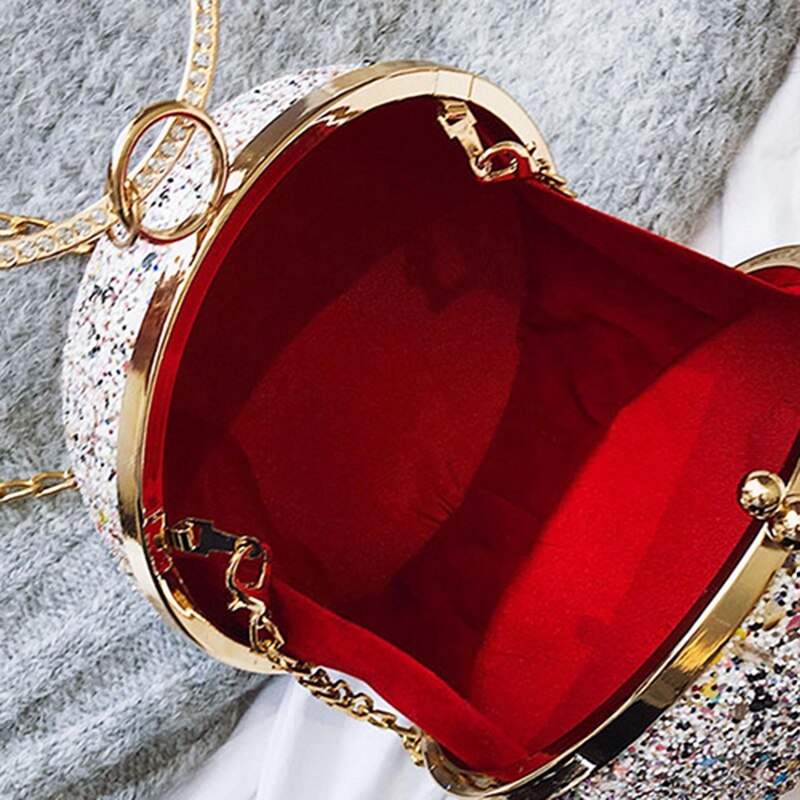 Vrouwen Avond Dag Clutch Kleurrijke Kristallen Diamanten Ronde Bal Vormige Koppelingen Dame Handtas Wedding Purse Chain Schoudertas