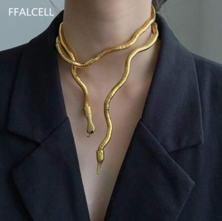 Punk Hip Hop Metalen Verstelbare Goud Zilver Kleur Snake Multifunctionele Ketting Voor Vrouwen Meisjes Partij Sieraden: 1